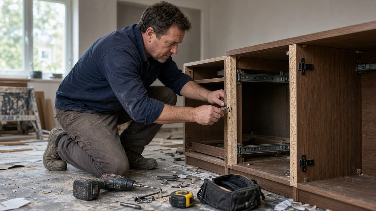 The two figures on the first furniture assembly call